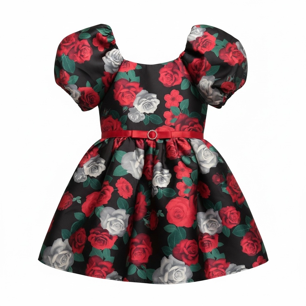 Speechless Kids Black and Red Floral Dress